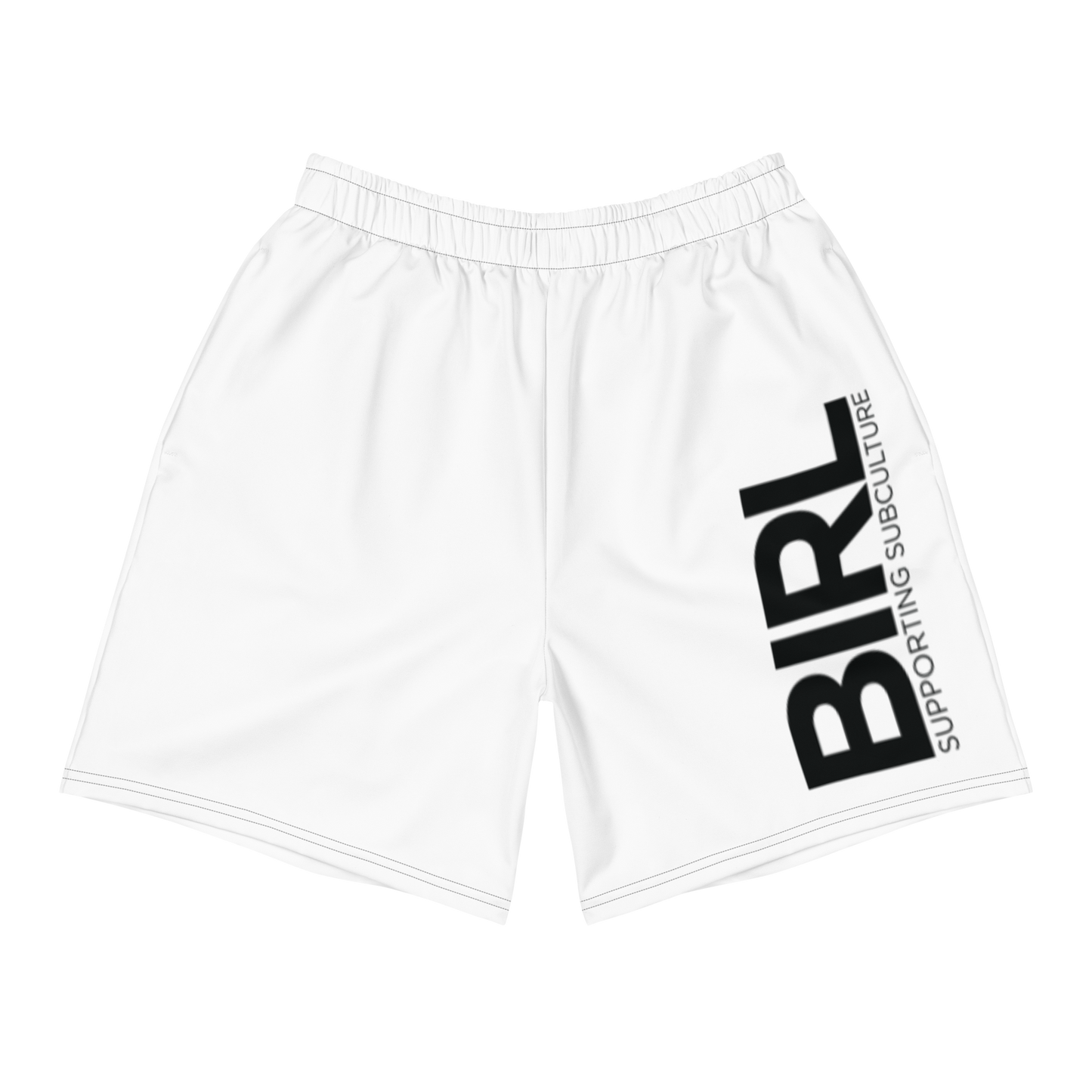 WHITE GYM SHORTS WITH BLACK LOGO